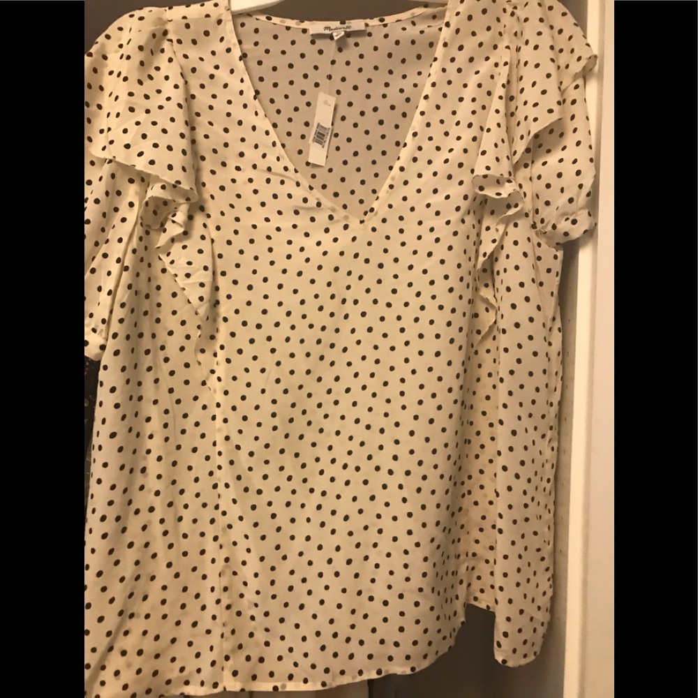 Madewell silk polka dot blouse NWT